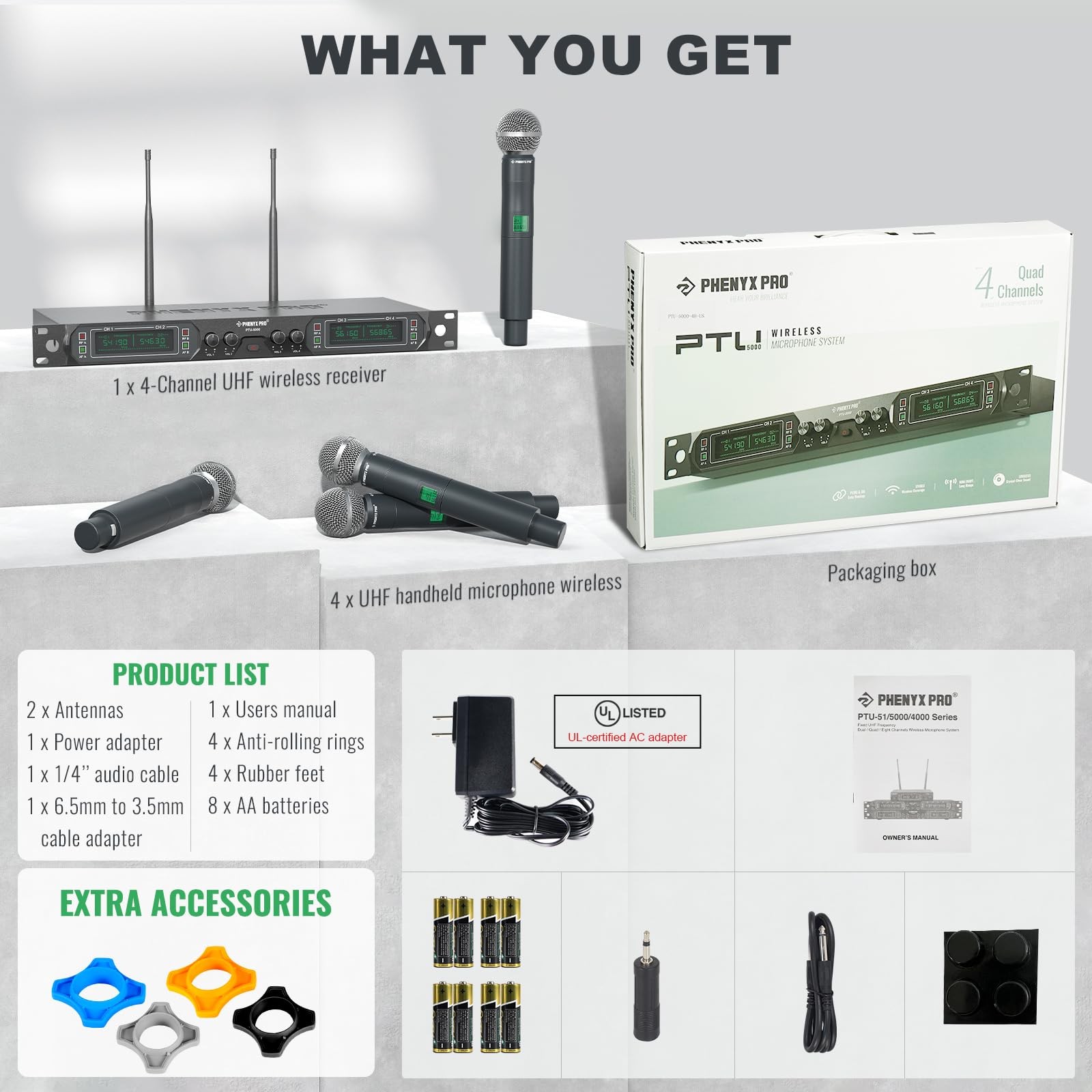 Phenyx Pro Wireless Microphone System, 5000A – Freq Group 1, PTU-5000