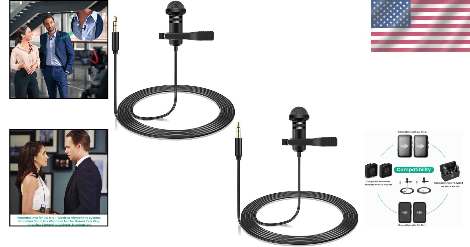 Durable 5ft Lavalier Microphone Set with Windscreen for Broadcasters & Lecturers