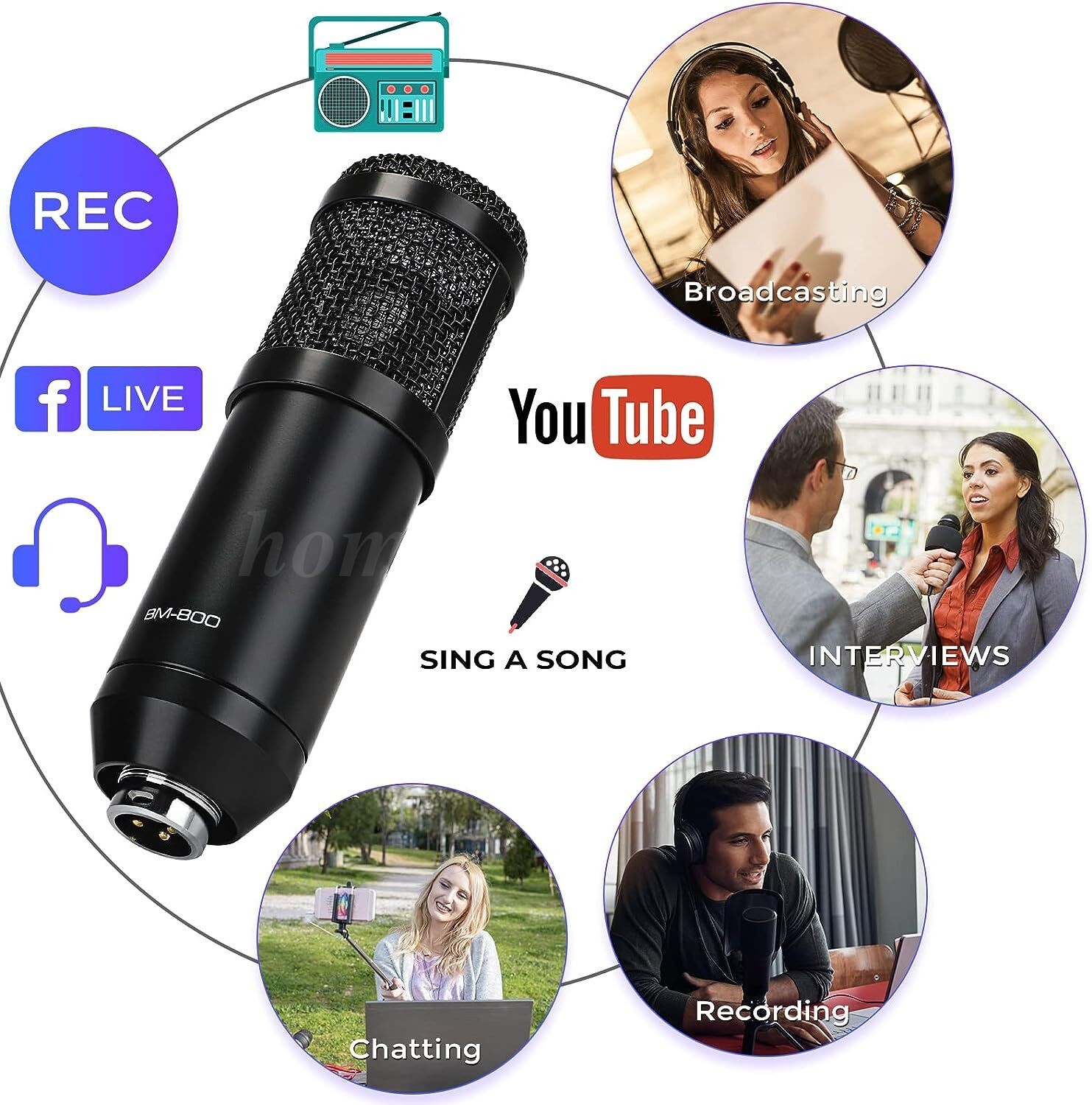 Professional Condenser Microphone Kit Complete Set For Podcast Studio Recording