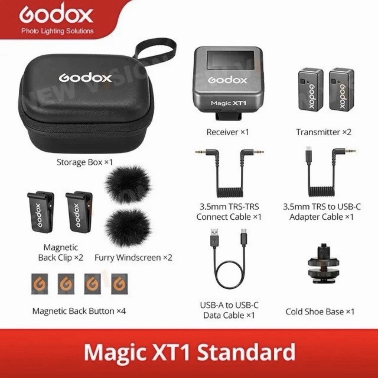 Godox Magic XT1 2.4g Wireless Microphone System Dual-Channel Video Recording 2TX