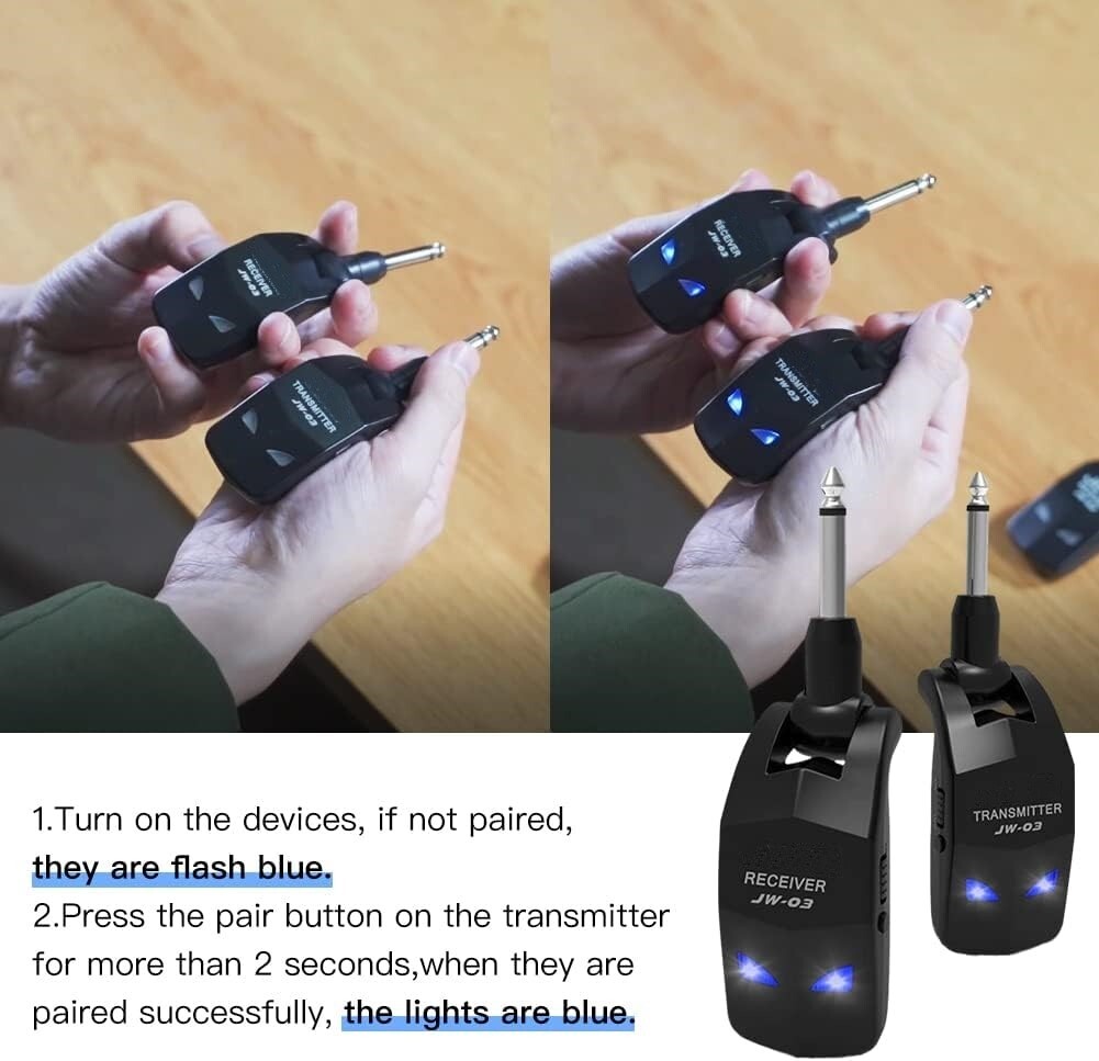 Sistema Inalambrico Para Guitarra Receptor De Transmisor Audio Recargable 4 Cana
