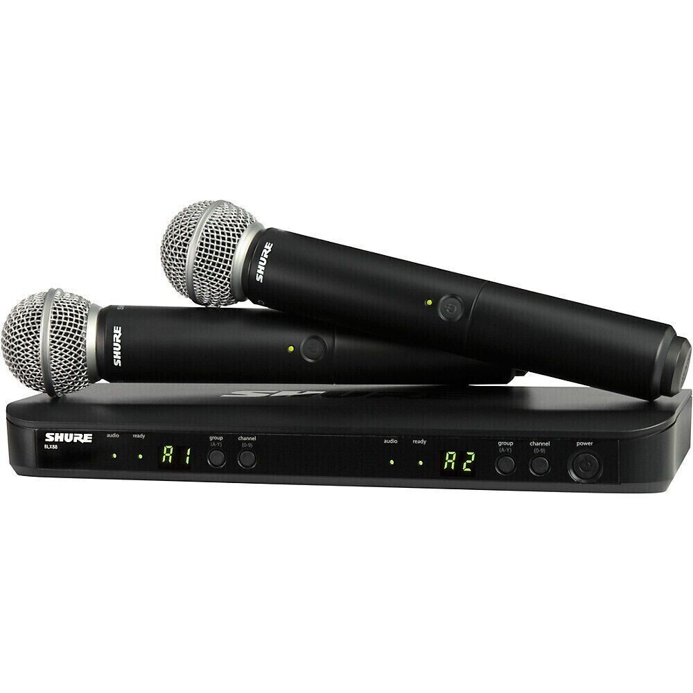 Shure BLX228-SM58 Dual Handheld Wireless Mic System w/2 SM58 Mics – Band H10