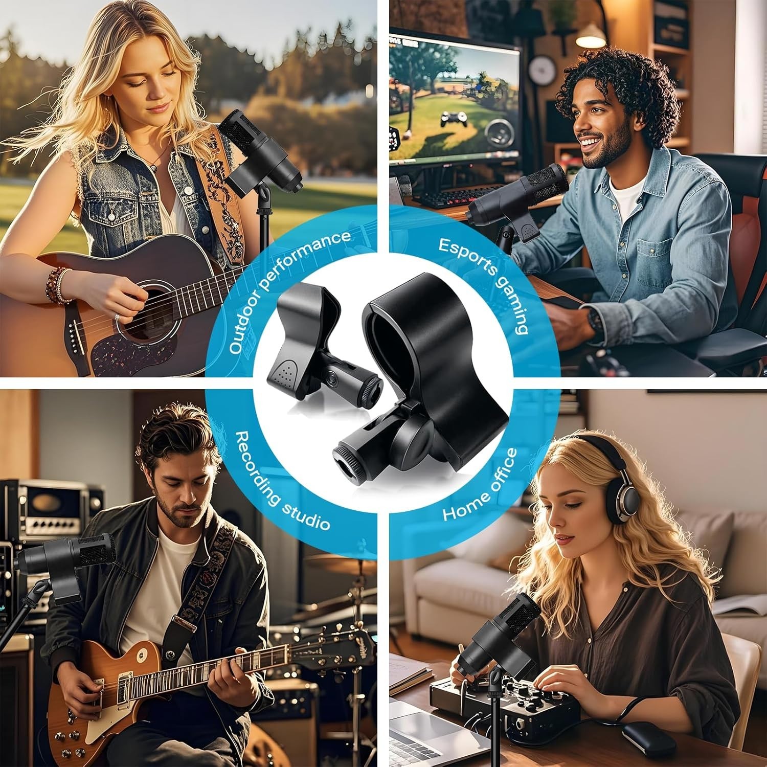 Durable Mic Clip Set for Stand – Compatible with Large Diameter Microphones