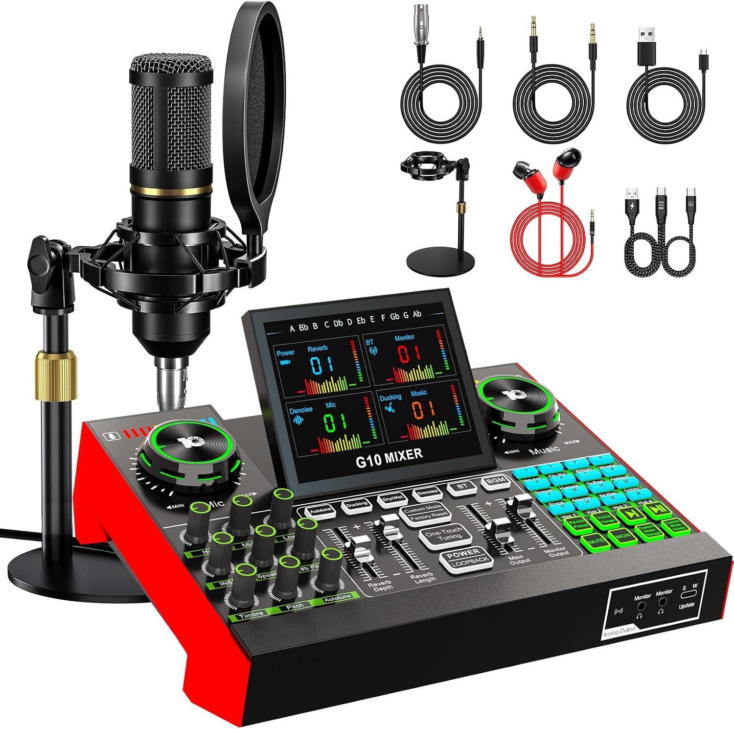 Live Sound Card Microphone Kit for PC Phone Singing