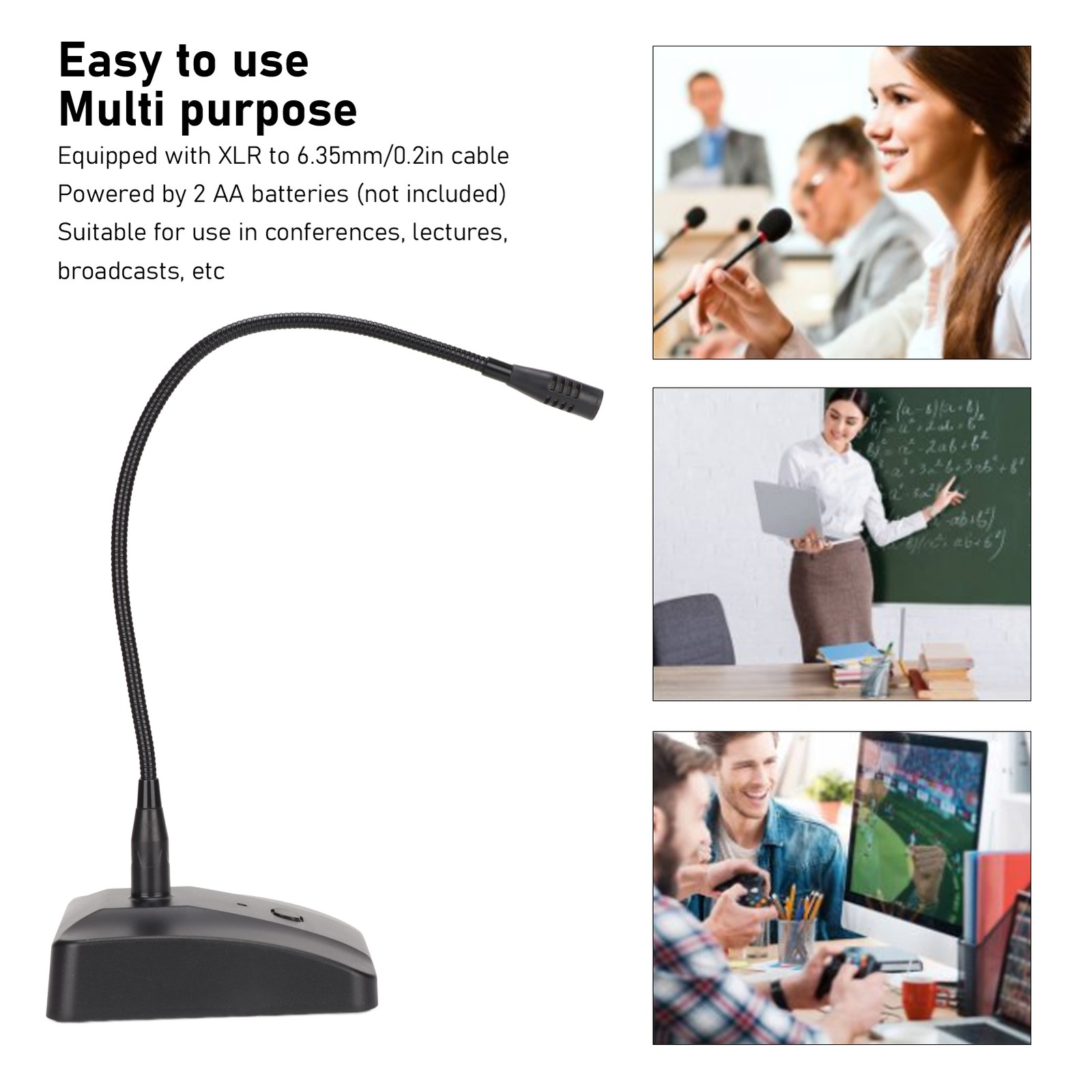 Gooseneck Microphone 360° Adjustable Noise Cancelling Wired Commercial Micr GPYC
