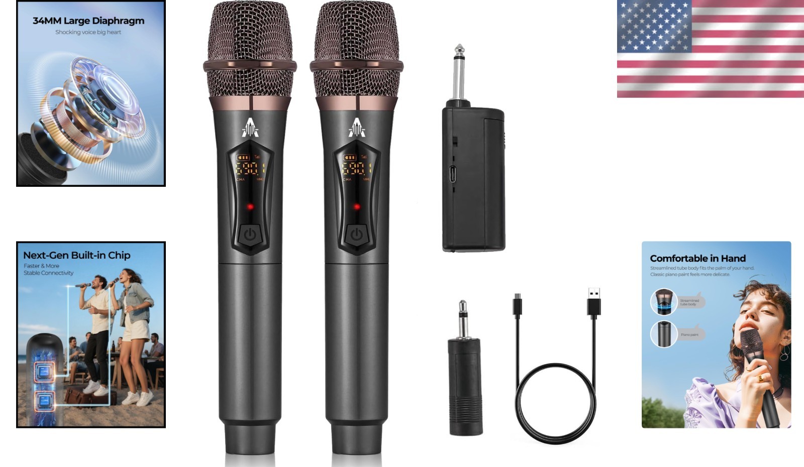 DSP Noise Reduction Wireless Microphone – Rechargeable, Long-Lasting Performance