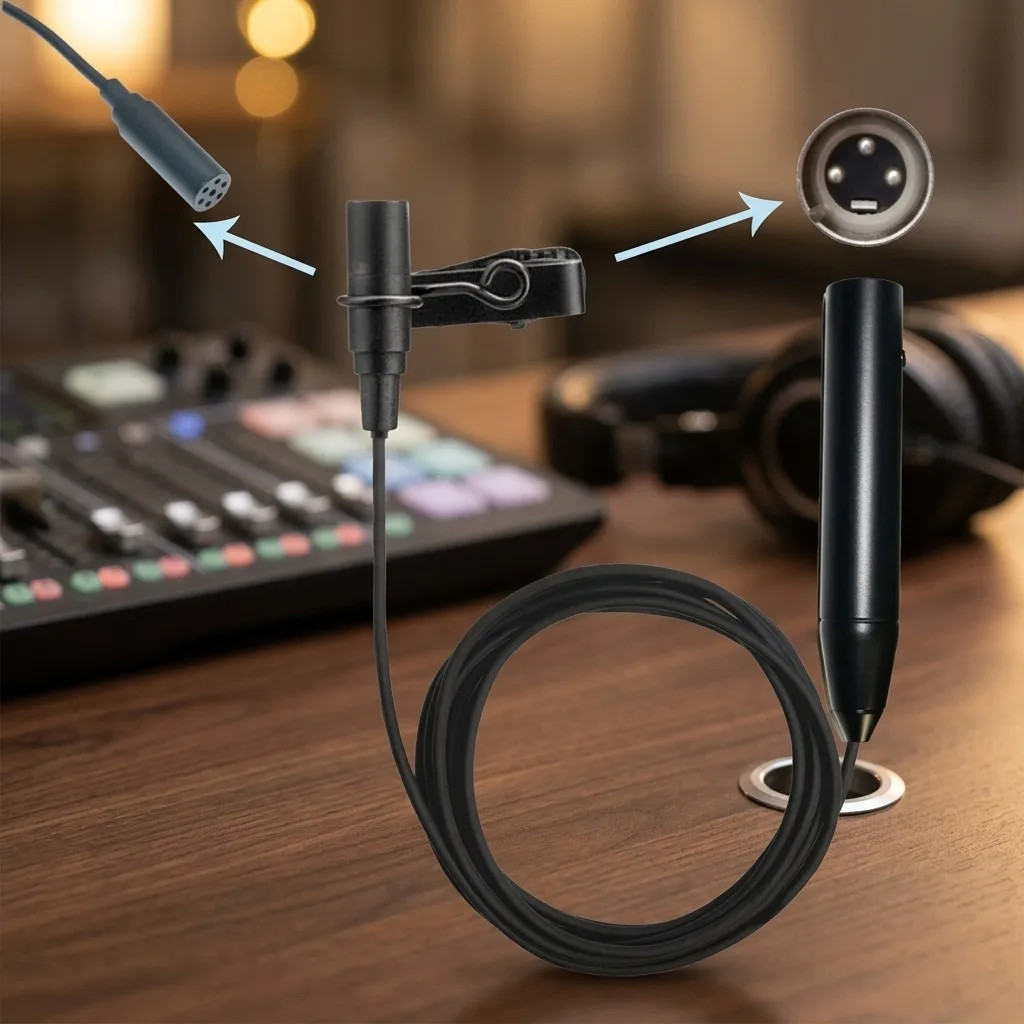 48V Phantom Power XLR 3Pin Lavalier Microphone Omnidirectional Lapel Mic with