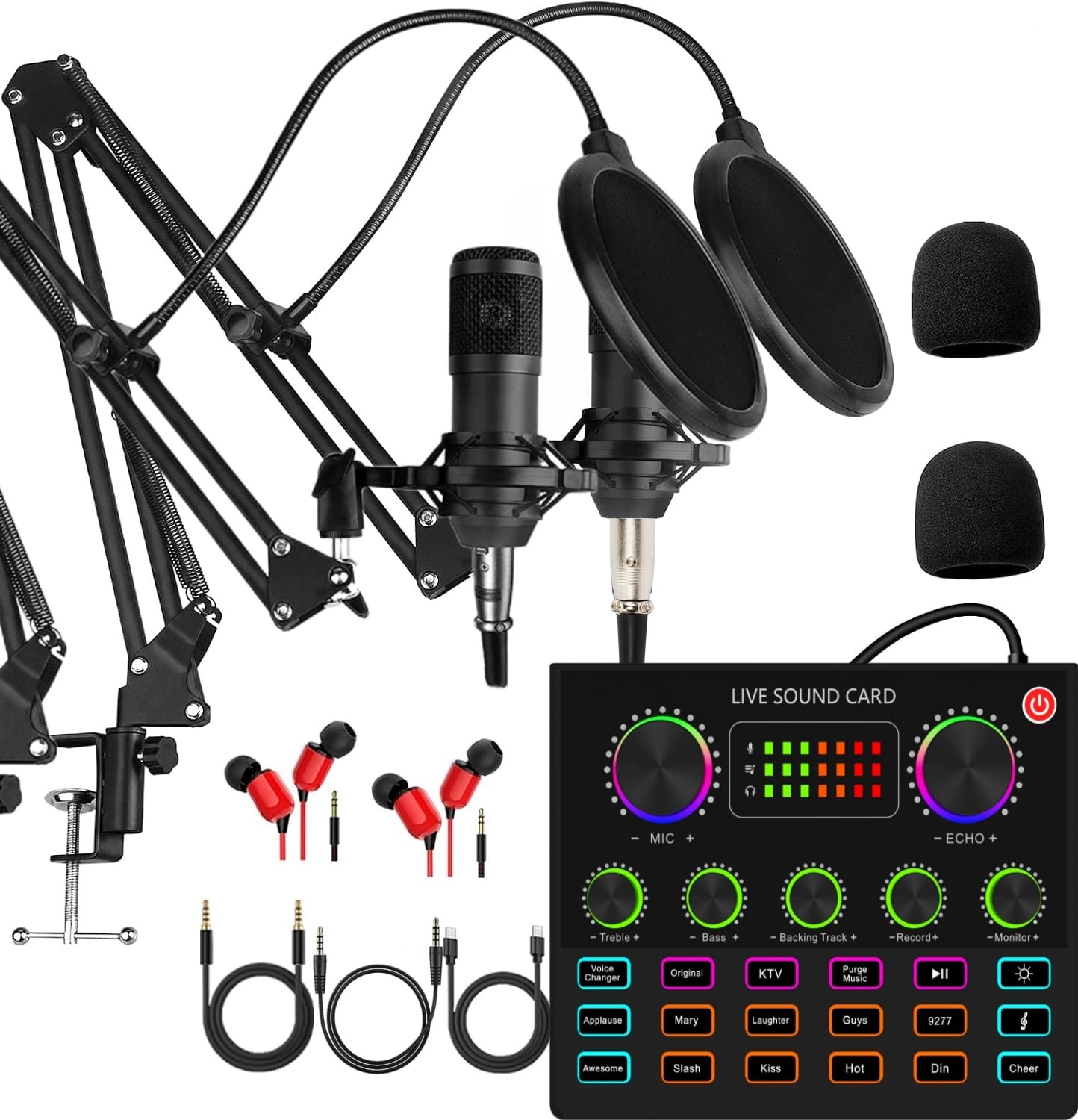 Podcast Equipment Bundle for 2, V8mx Audio Interface with Voice Changer Conde…