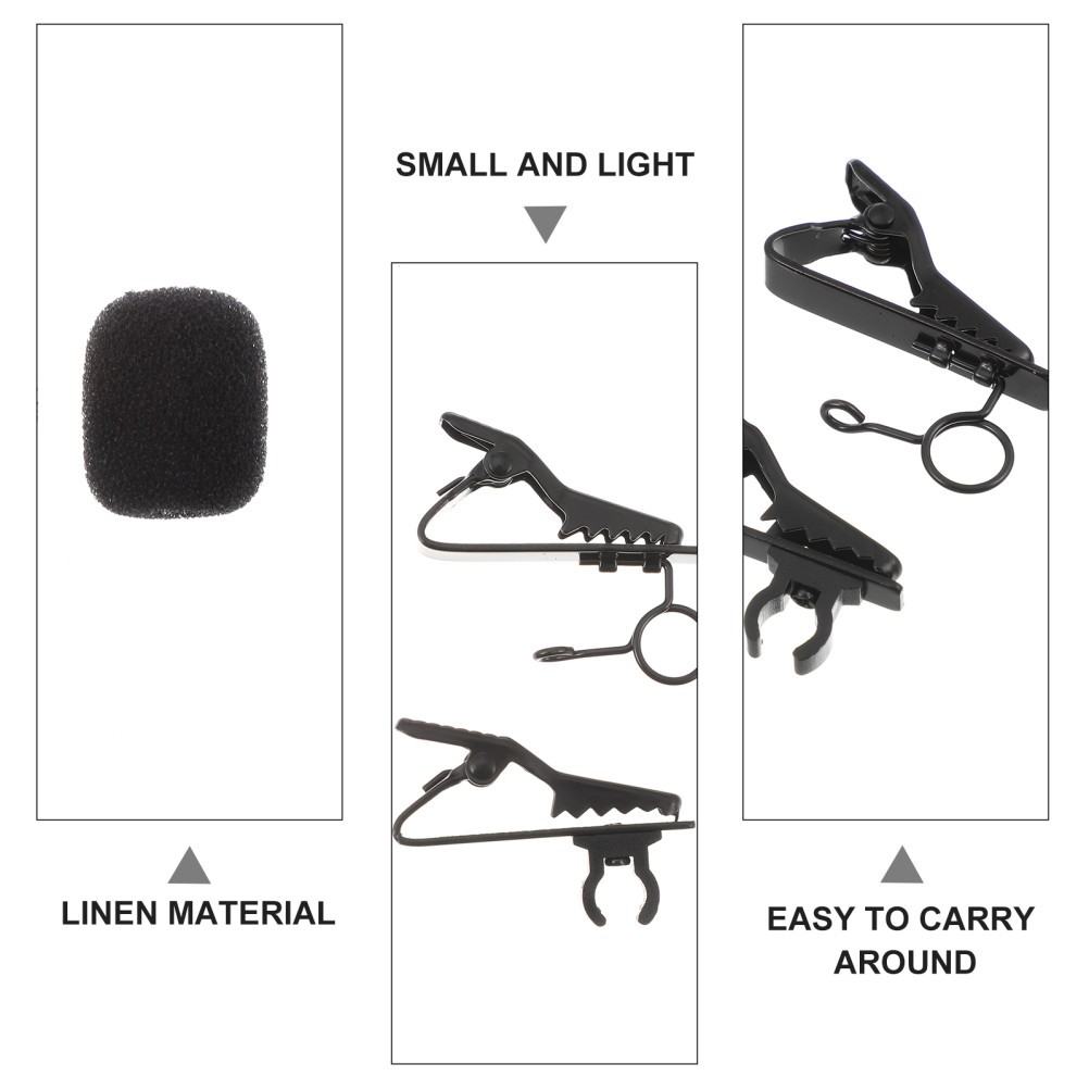 18Pcs Mic Sponge Covers Kit with Reusable Metal Wire Clips and Tie Clips Set