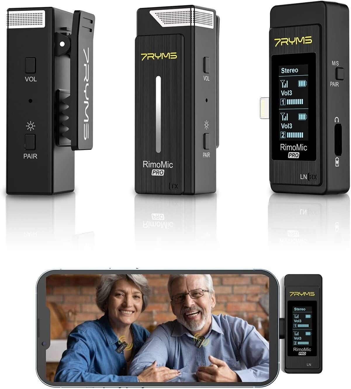 7RYMS RimoMic PRO 2.4g Wireless Microphone 2*transmitter iPhone Samsung huawei