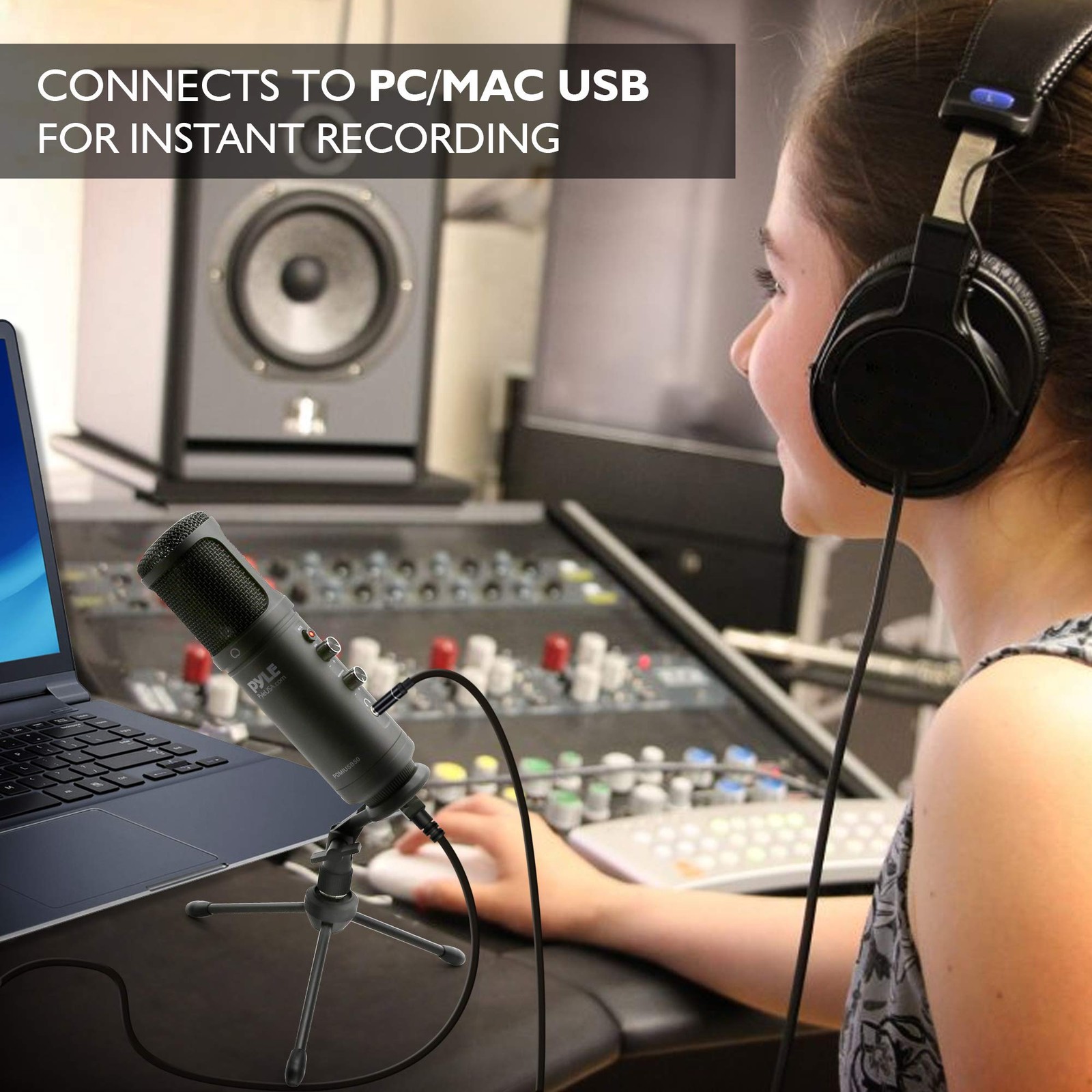 Usb Condenser Microphone With Adjustable Gain For Streaming Podcasting Gaming