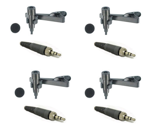 Set of 4 Prof Lapel Clip-on Lavalier Mic for Sennheiser Wireless G3 G2 EW100 300