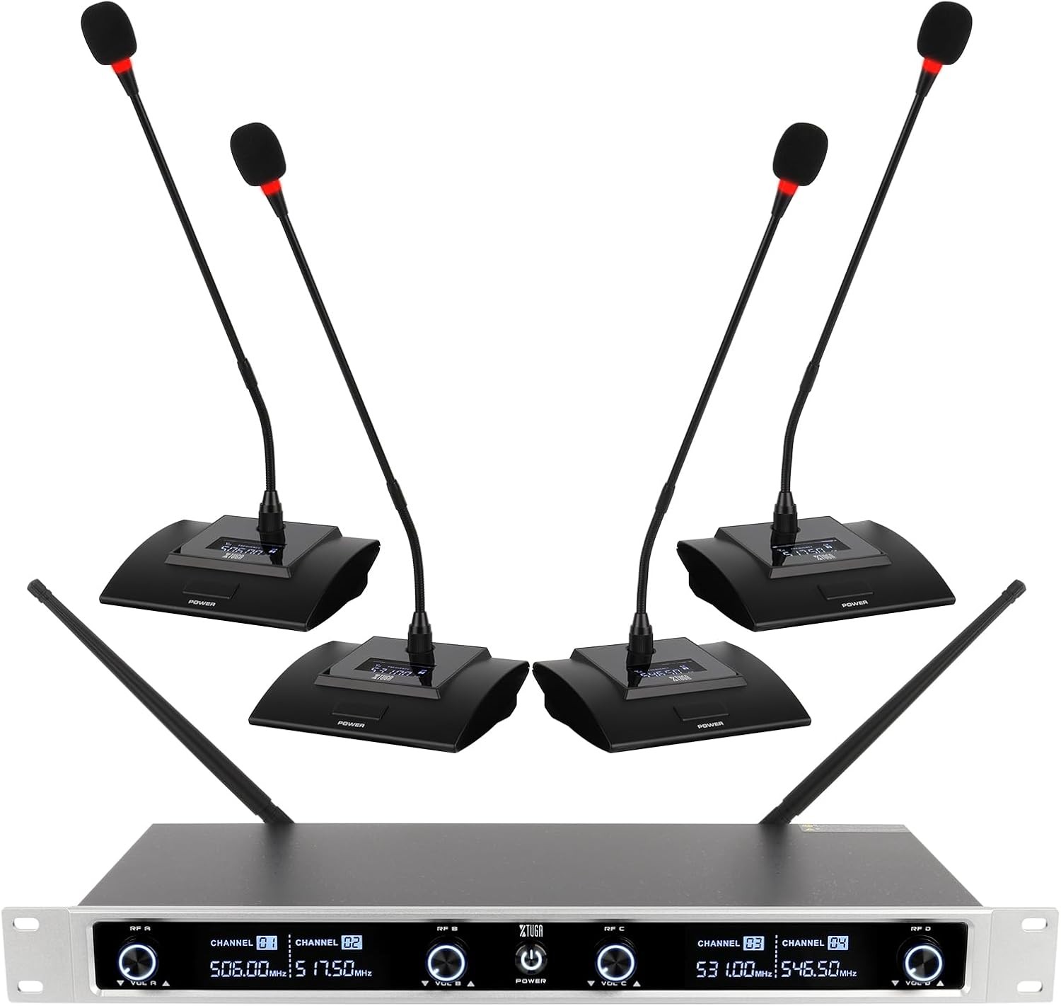 XTUGA Wireless Conference Microphone System Quad Channel
