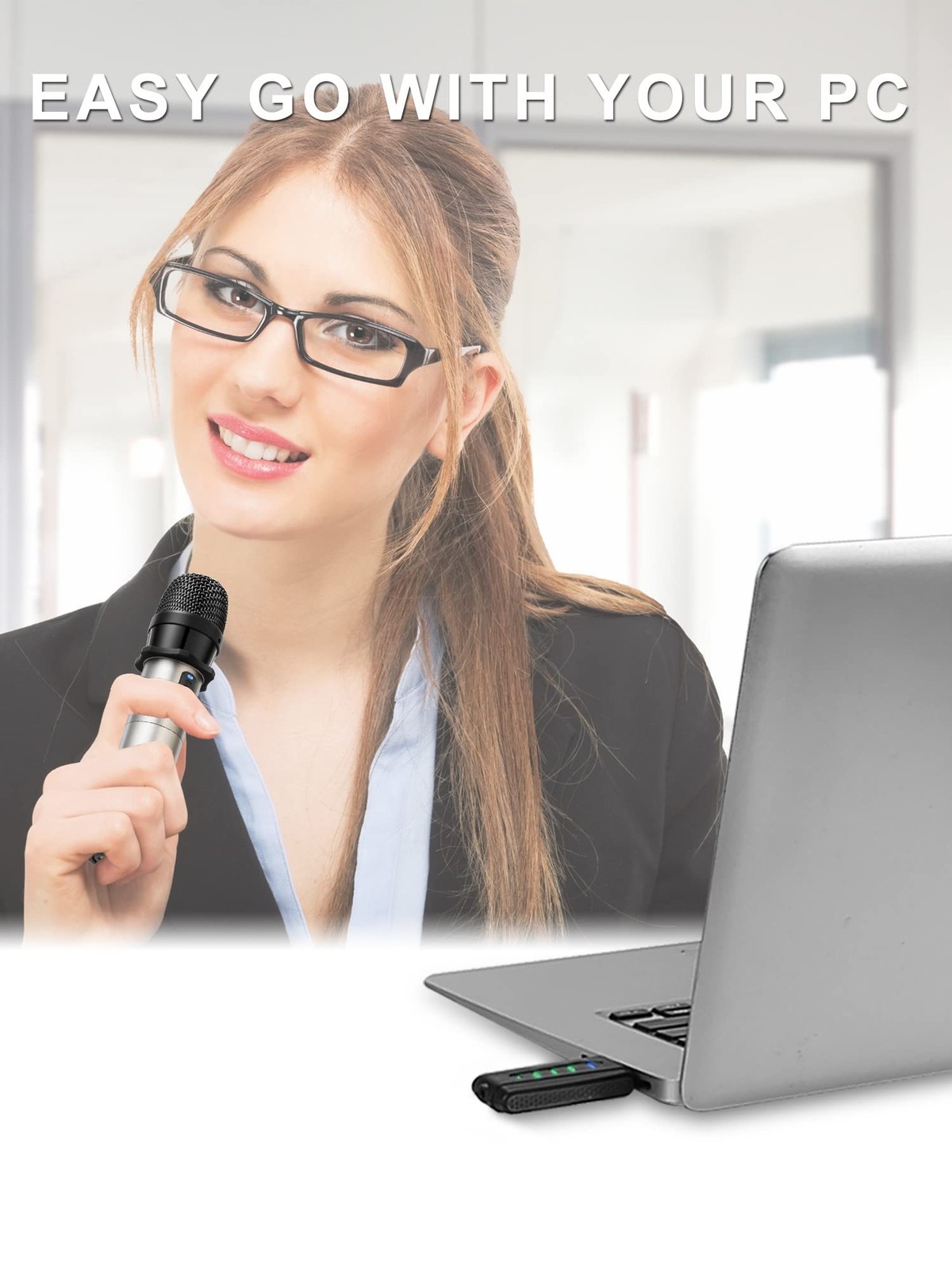 USB Wireless Microphone, UHF Condenser mic for Android, PC Computer, Laptop, …