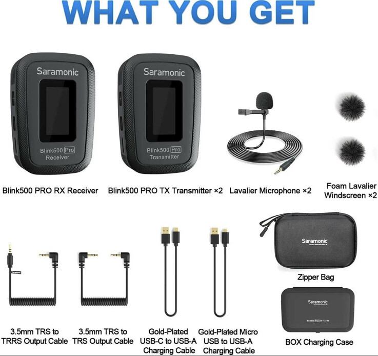 Saramonic Blink 500 Pro B2 Advanced 2.4 GHz 2-Person Wireless Clip-On Mic System