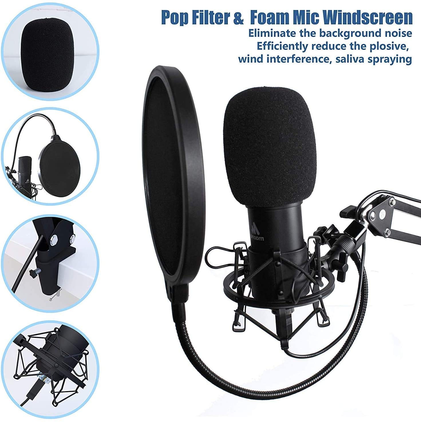 Podcast Microphone with Studio Headphones – 192kHz 24bit for Live Streaming