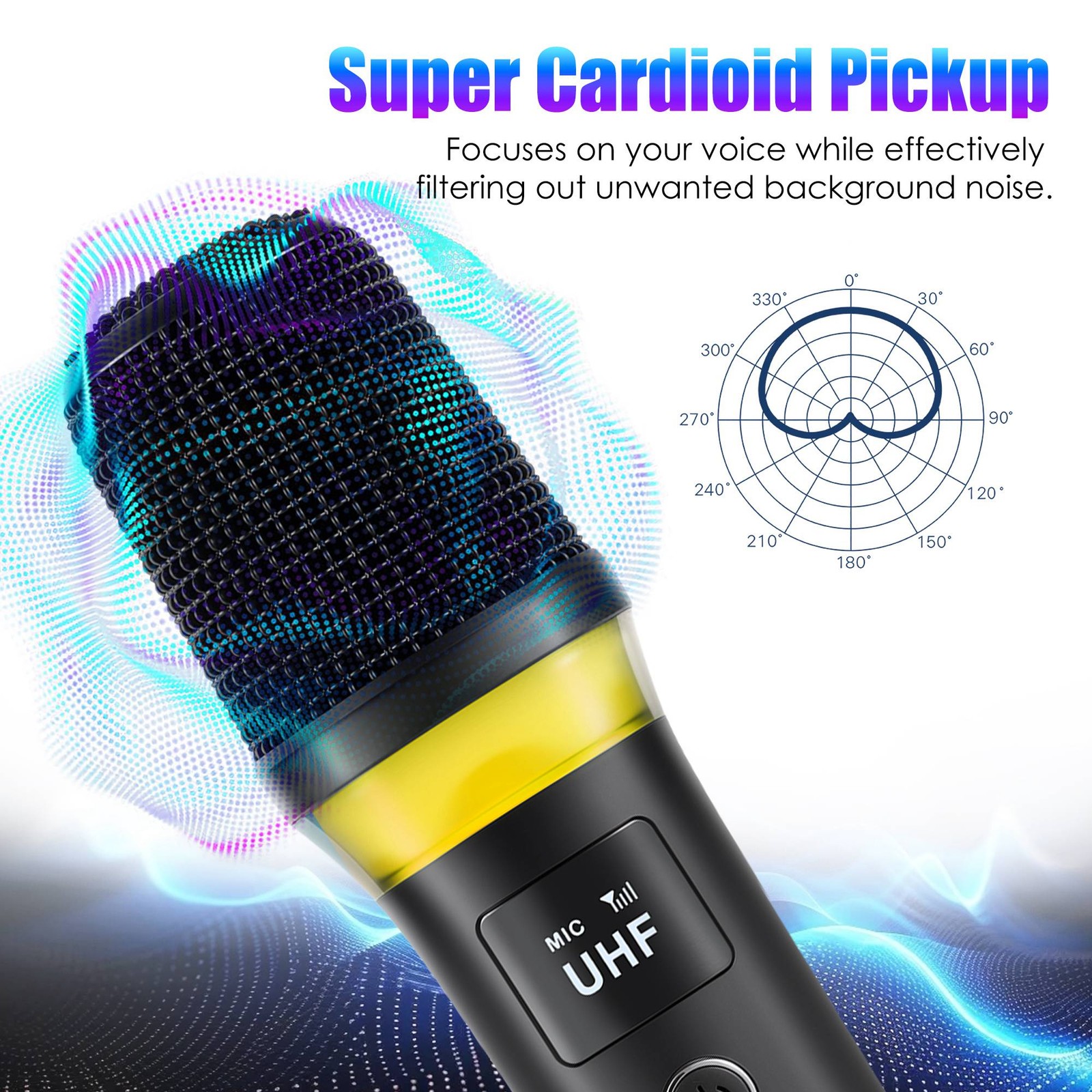 2Pcs UHF Wireless Microphones Handheld Mic System Karaoke Dynamic Microphone