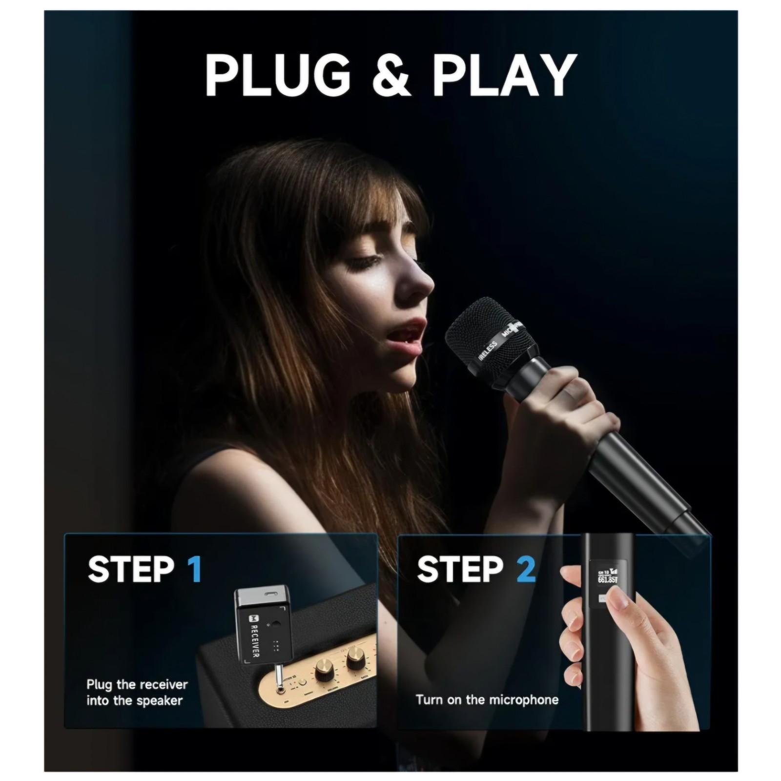 Wireless Microphones, Wireless Microphone with One-to-One Chip Connection, Less
