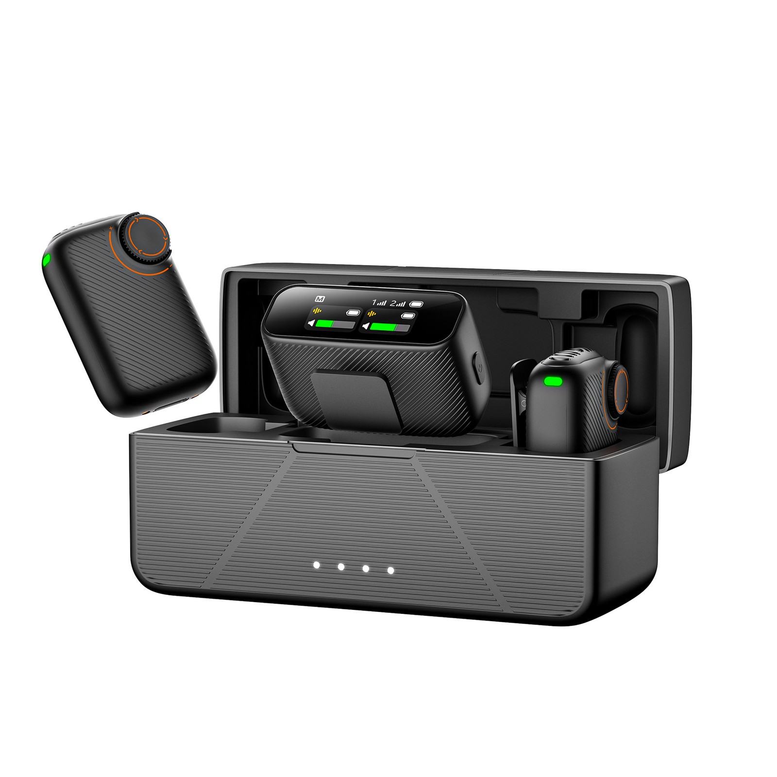 Touch Screen Wireless Dual Lavalier Mic 3 in 1 for Mobile Recording Interview