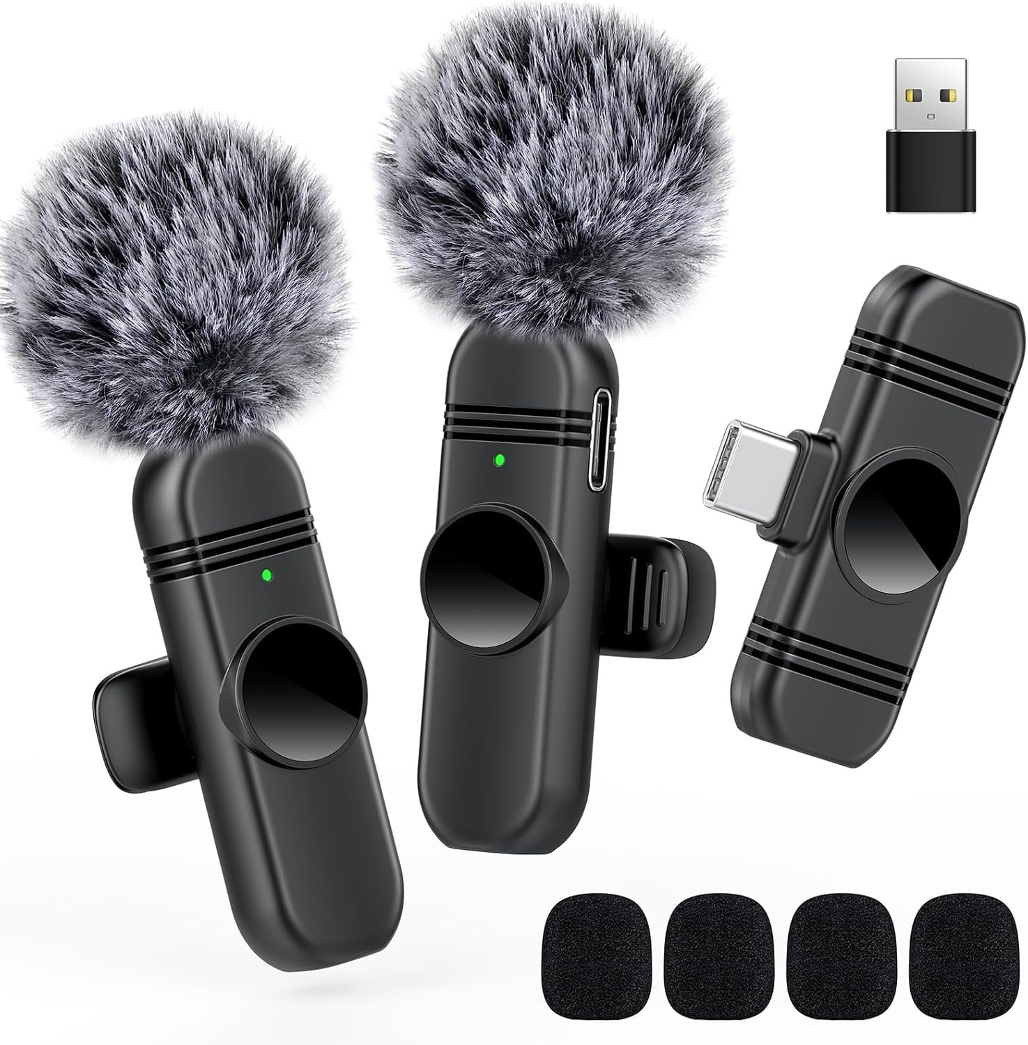 Type C Wireless Lavalier Microphone for iPhone 15,Android and TYPE-C