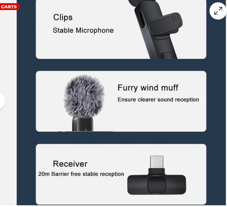 Wireless Microphone Mini Mic for iPhone/Android Phone, LED Display Lavalier Micr