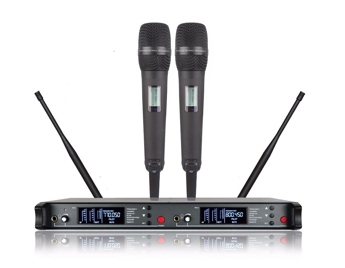 Wireless Microphones For Vocals UHF Dual Channel Cordless mic Set SKM 9000 Mics