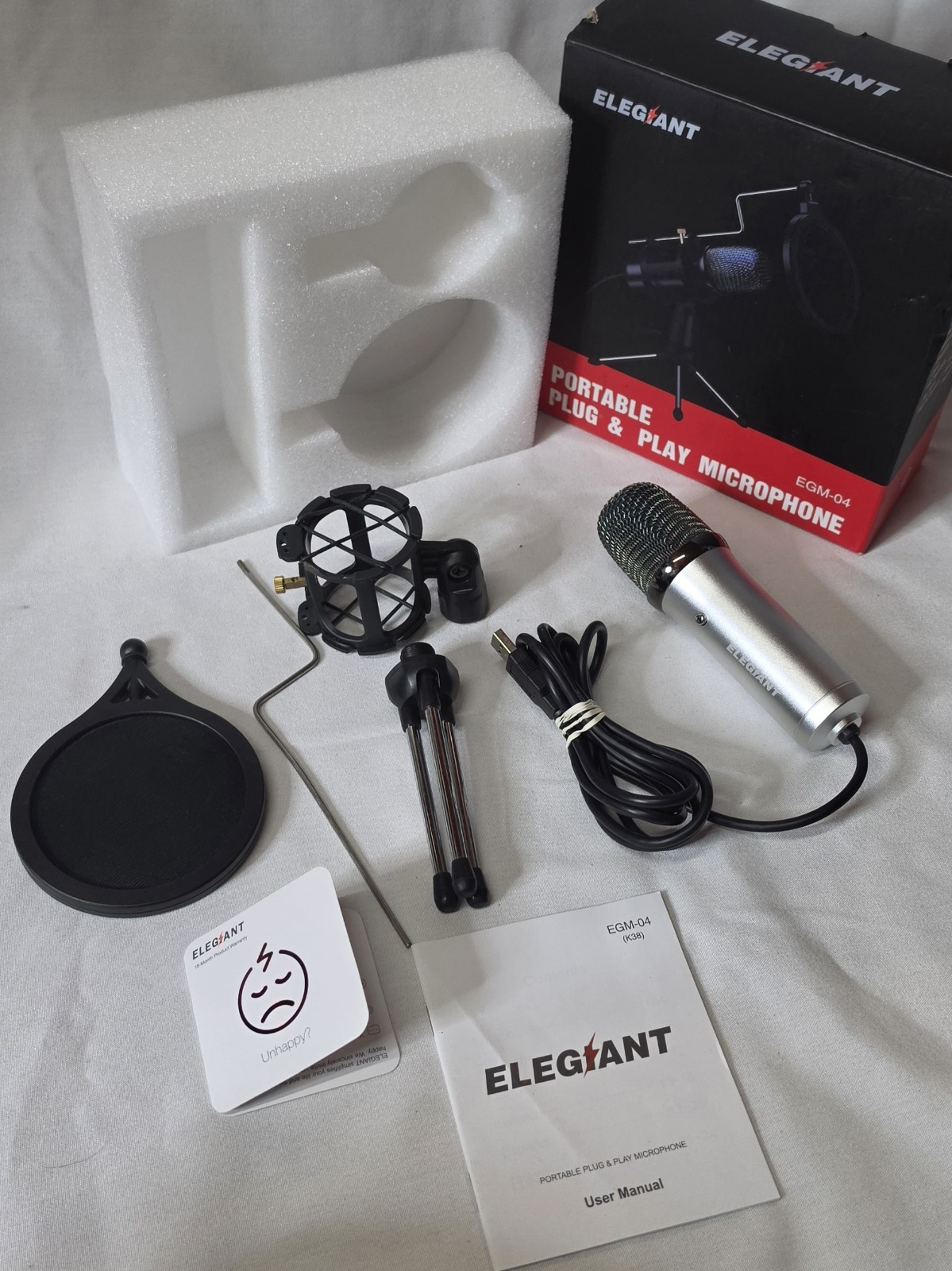Elegiant Portable Usb Microphone Condenser w/Tripod EGM-04