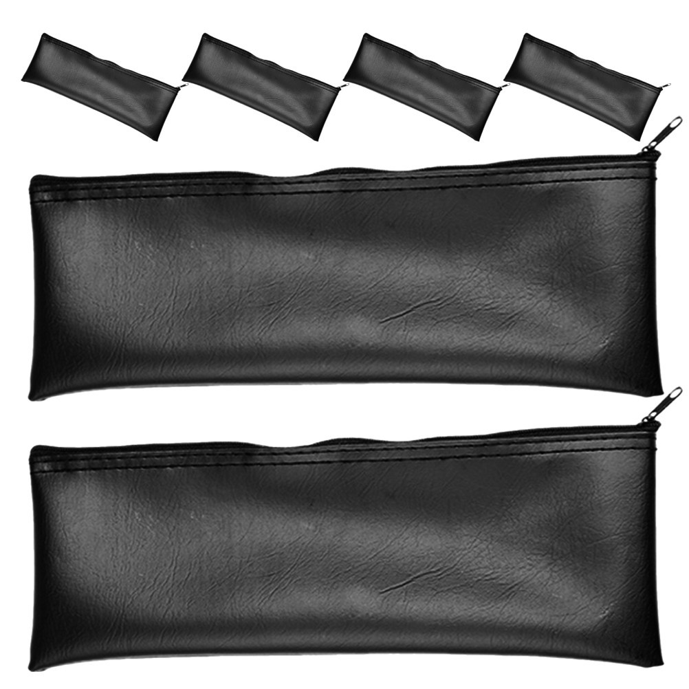6Pcs Mic Organizer Bags PU Black Zipper Microphone Storage Cases for Travel