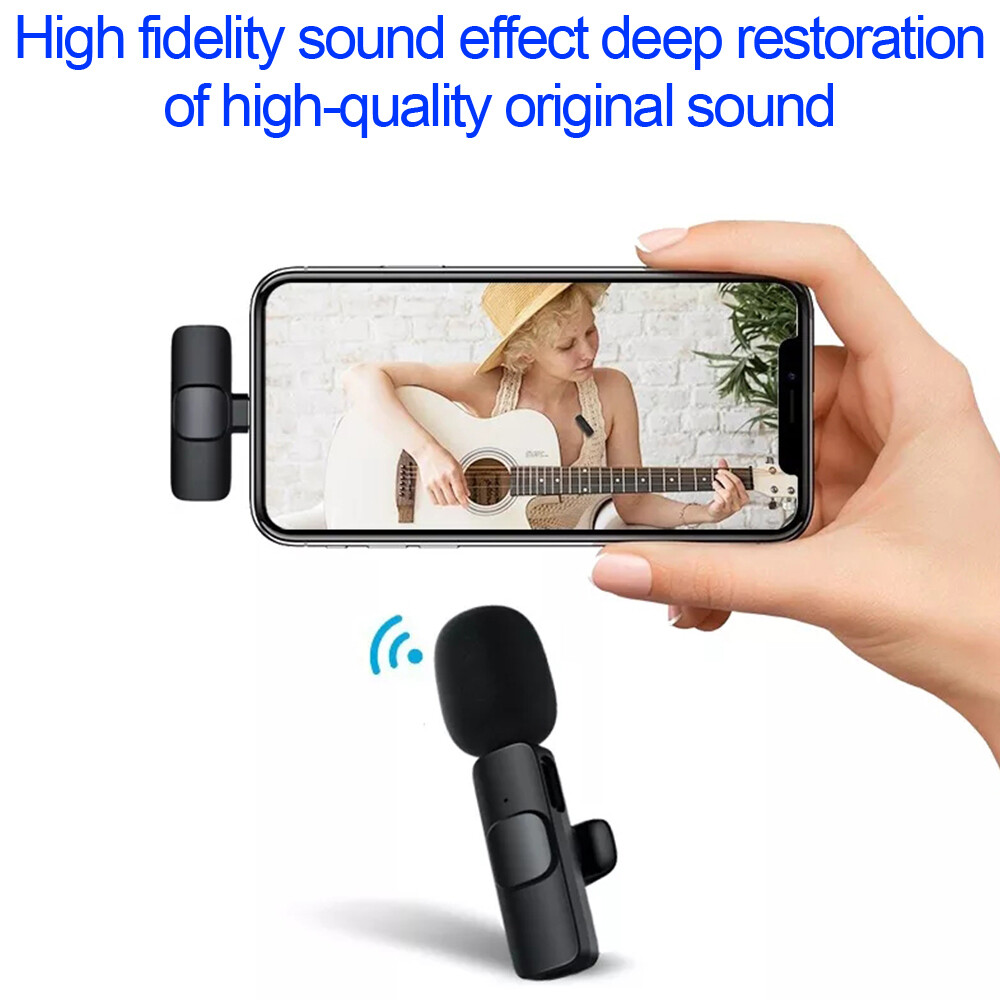 Lavalier Wireless Microphone Audio Video Recording Mini Mic For iphone/Android