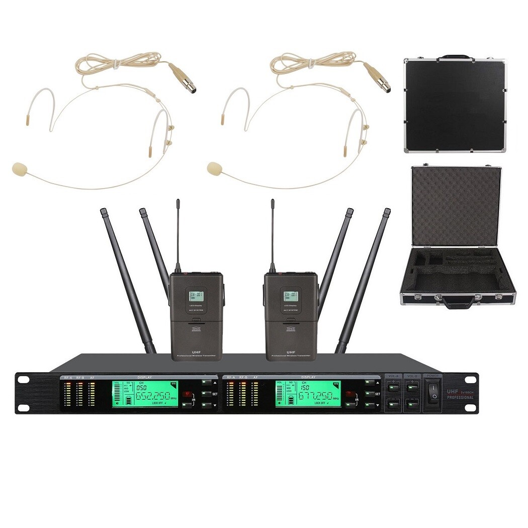 True Diversity Stage Microphone UHF Vocal Headset Wireless Microphone System