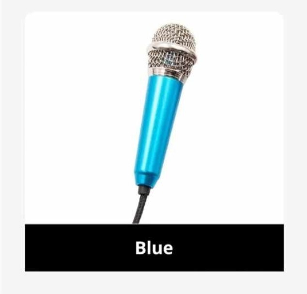 Portable 3.5mm Mini Microphoe Phone Blue Mic for Cell Phone with Cap