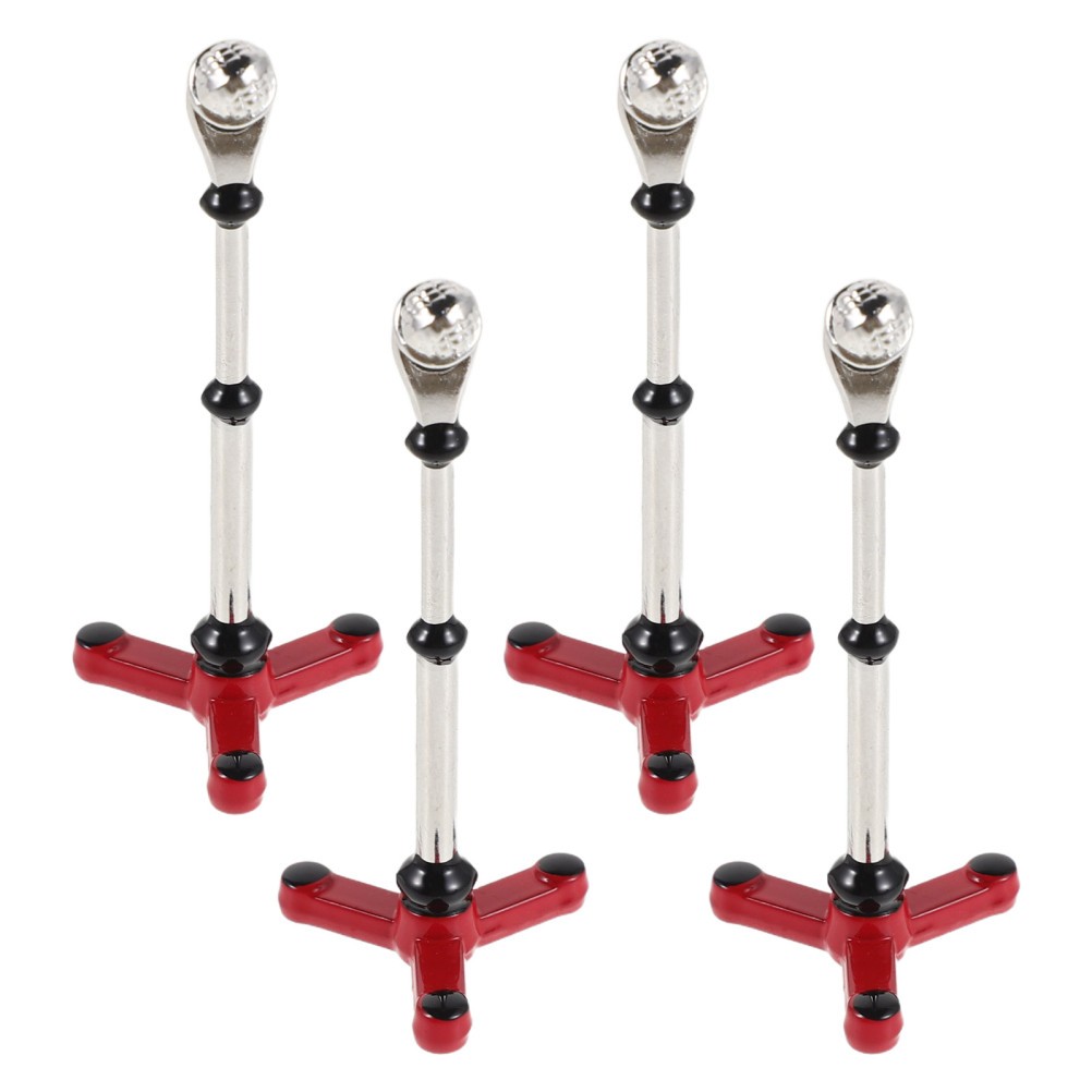 4Pcs Mini Mic Toys Metal Realistic Microphone Props for Dollhouse Decoration