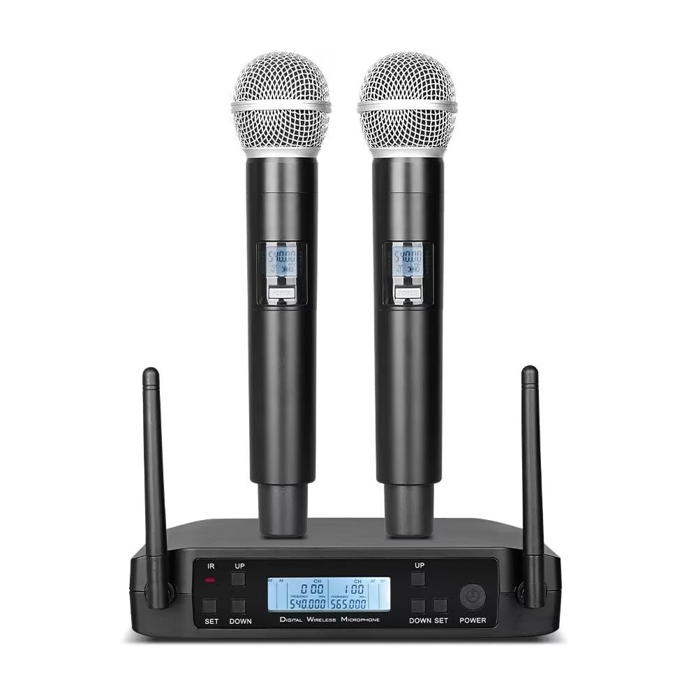Dual Wireless Microphone System for Karaoke & Church UHF Handheld Mics with R…