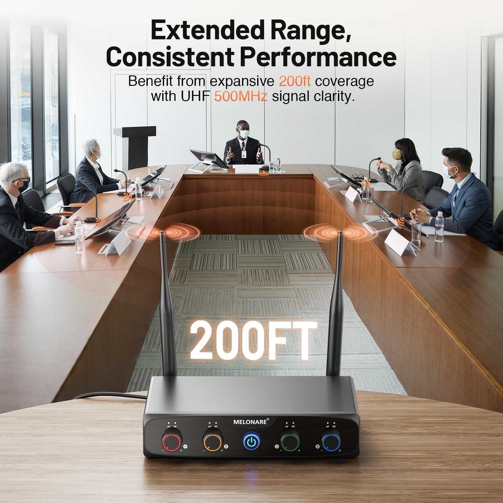 4-Channel Wireless Conference Microphone System, UHF Compact Cordless Mic Set…