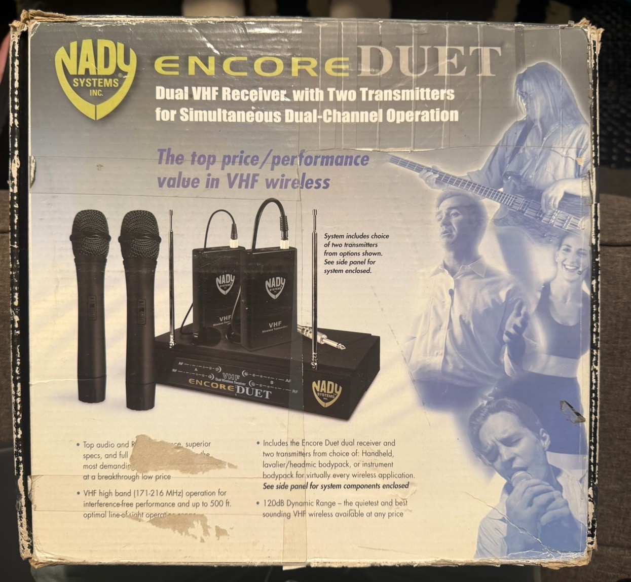 Nady Encore Duet VHF Dual Wireless Receiver, Transmitter and small microphone