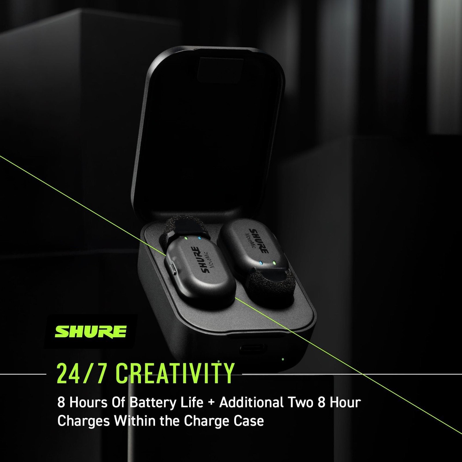Shure MoveMic Two Kit – Pro Wireless Lavalier Microphones with Camera..-OPEN BOX