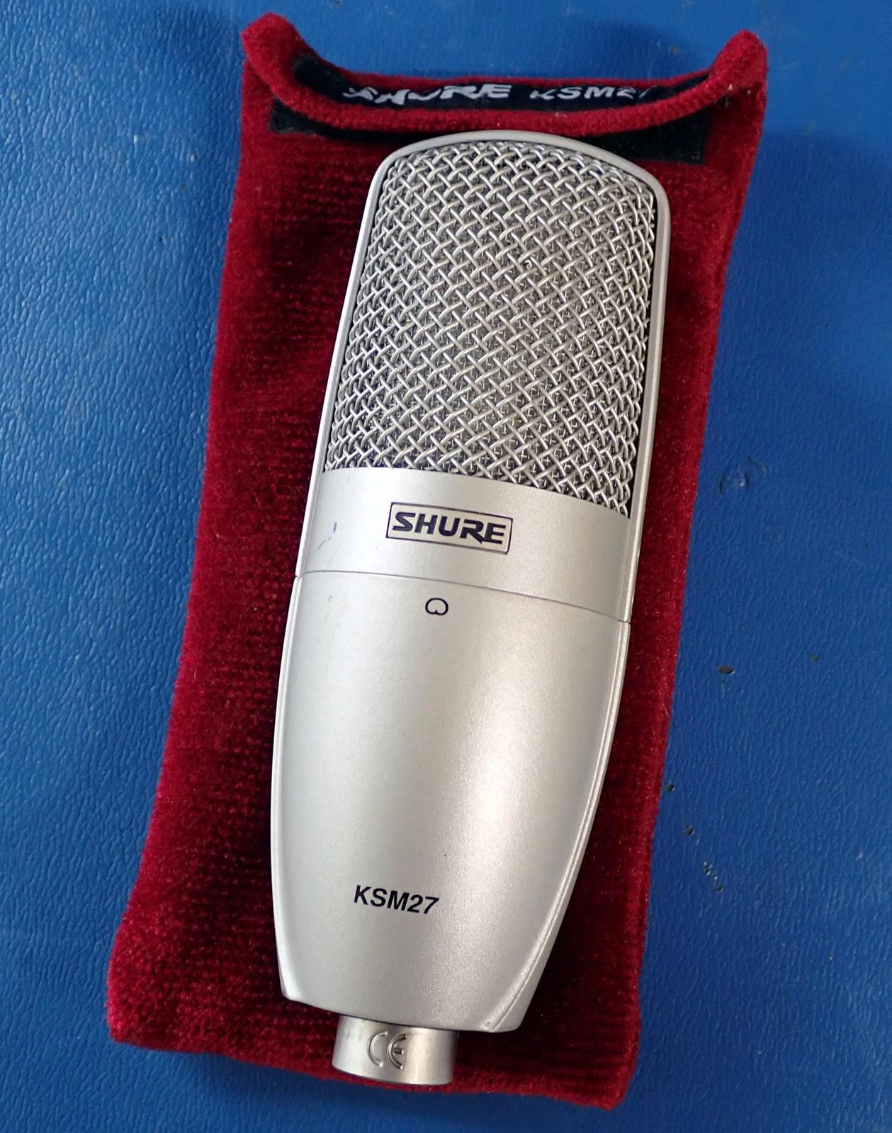 SHURE KSM27 Cardoid Microphone w/ Rubber Isolated Shock Mount ASM27 & XLR Cable