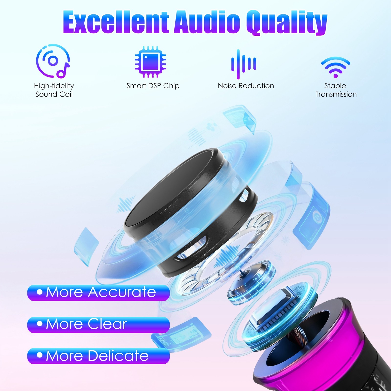 2PCS Wireless UHF Professional Microphone Handheld Mic System Karaoke w/Receiver