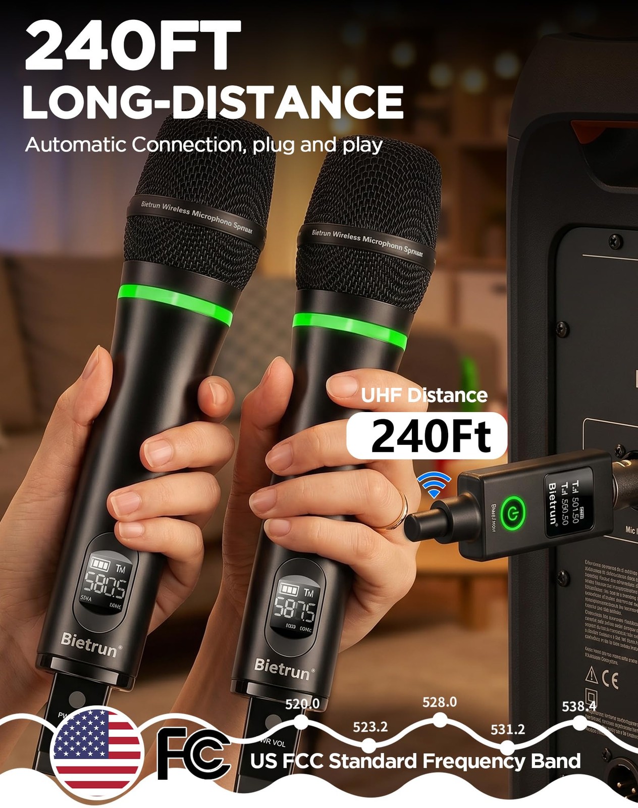 XLR Wireless Microphone, Rechargeable Dual Metal Cordless Handheld Dynamic Mi…