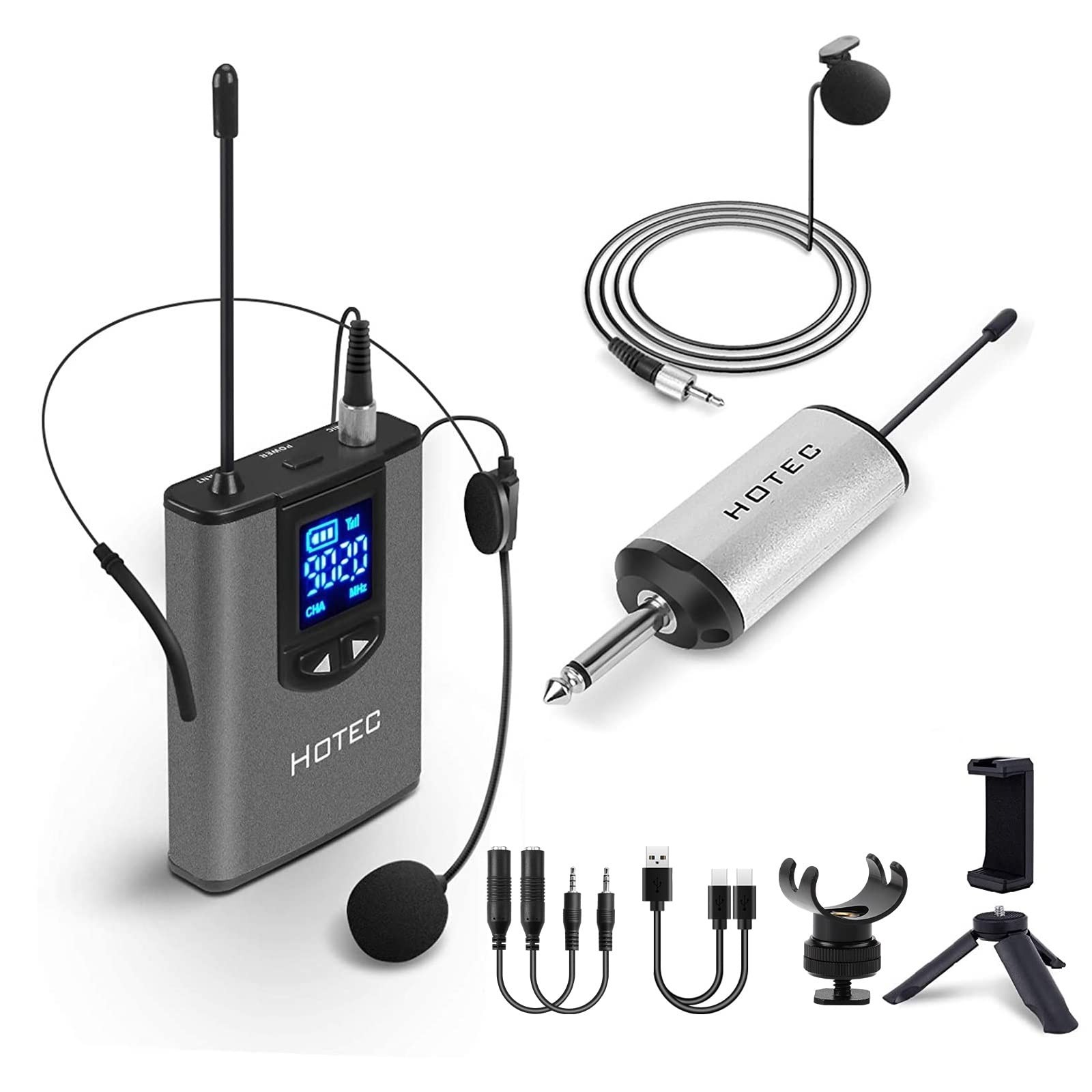 UHF Wireless Headset Microphone/Lavalier Lapel Mic with Bodypack Transmitter …