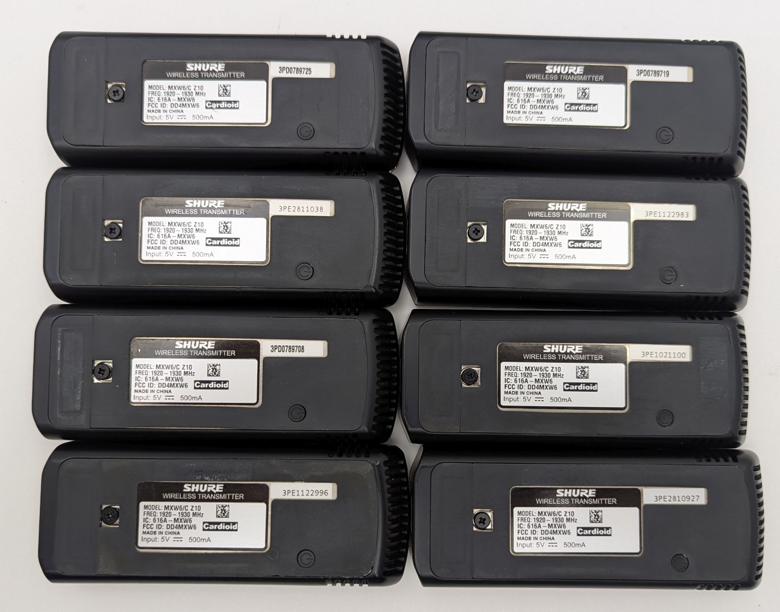 Shure MXWNCS8 8-Port Network Station Dock + 8x MXW6/C Z10 Wireless Transmitters