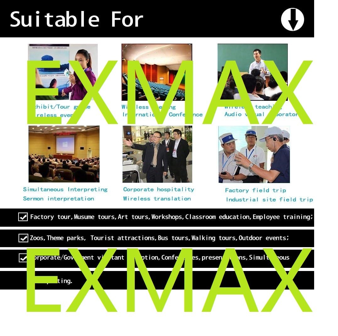 EXMAX EX100 Wireless Tour Guide System for Teaching Silent Travel Interpretation