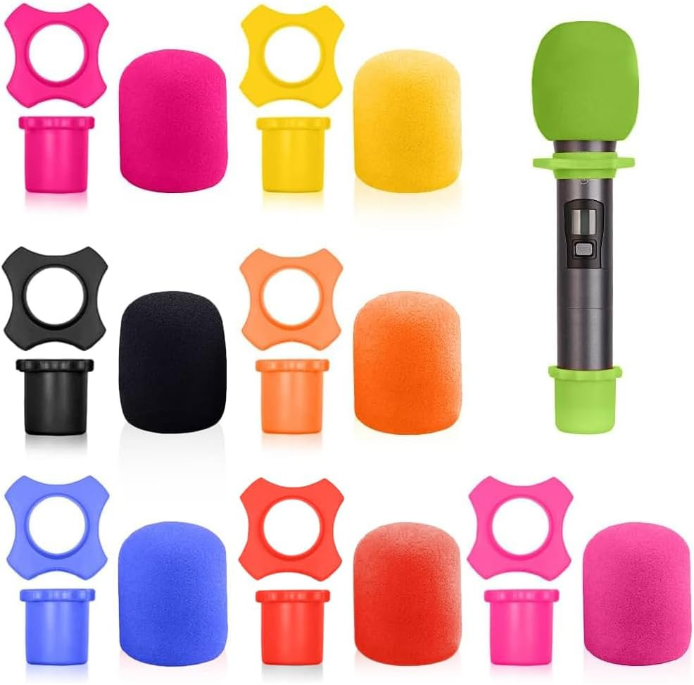 8 Set Shakeproof Anti-Rolling Handheld Microphone Silicone Ring, Colorful Microp