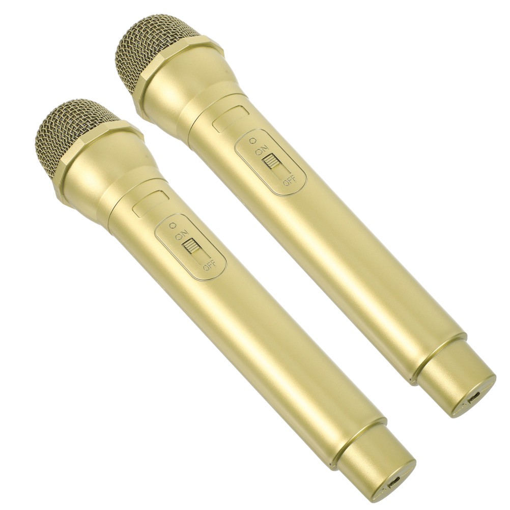 2Pcs Reusable Golden Plastic Simulation Microphone Toy for Kids Cosplay