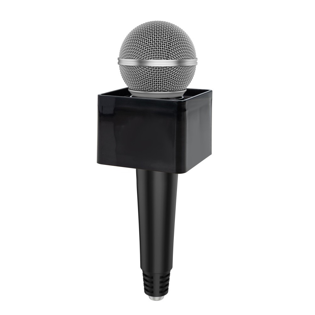 2Pcs Black ABS Cube Mic Logo Flags for Durable Microphone Station Use