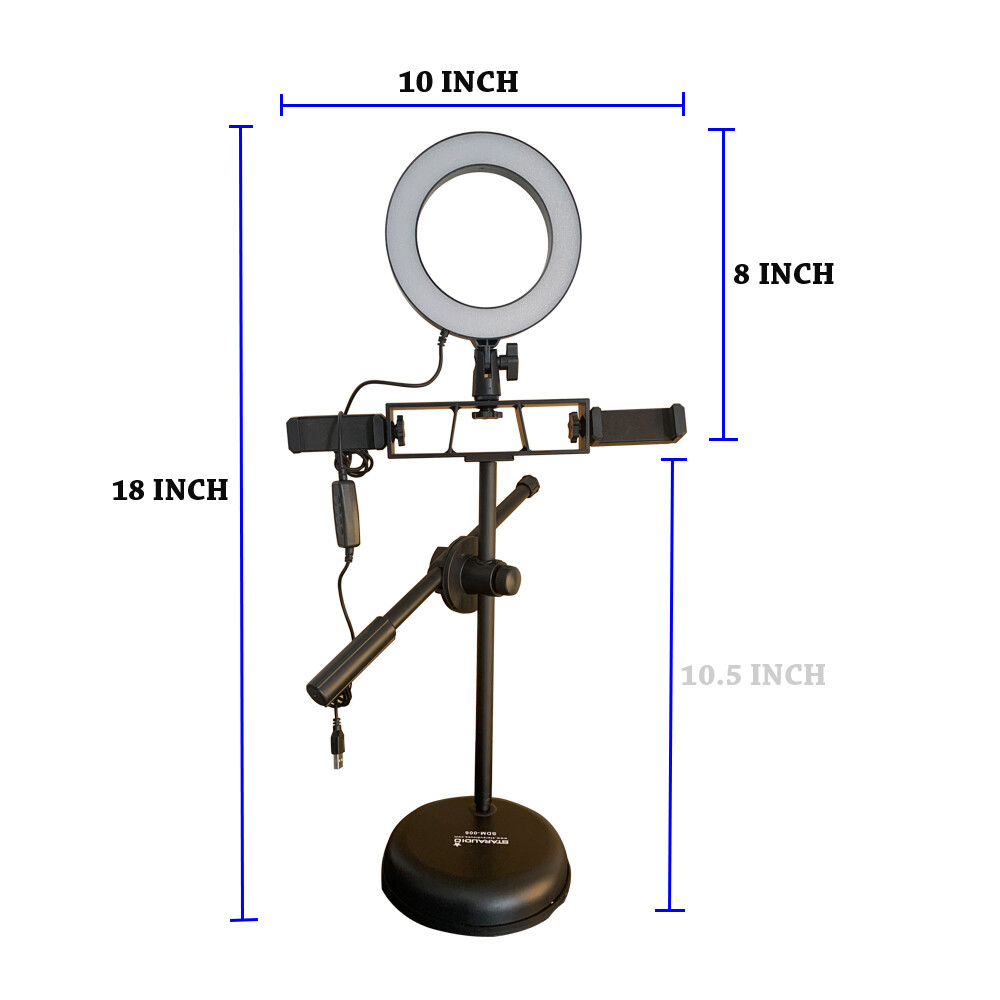 Live Studio Wired Microphone Phone Mic Holders Desktop Selfie Ring LED Lighting