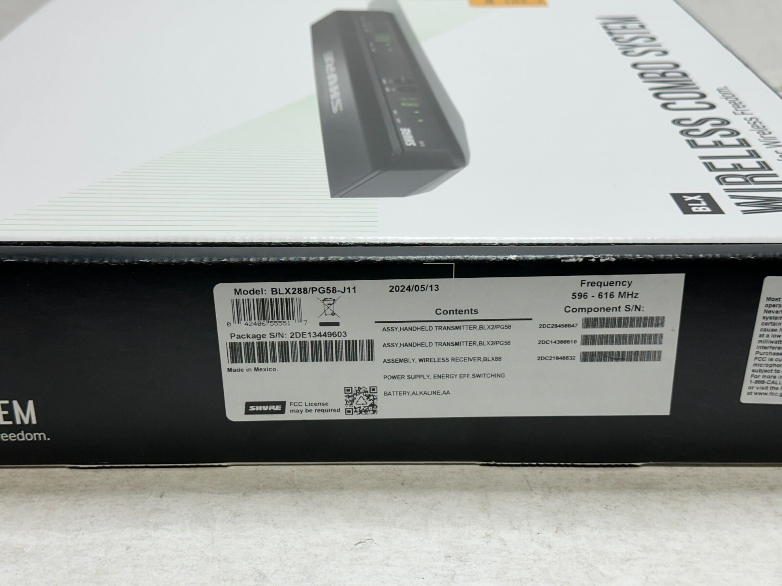 Shure BLX288/PG58 Dual Channel Wireless Handheld Microphone System J11 Band OEM