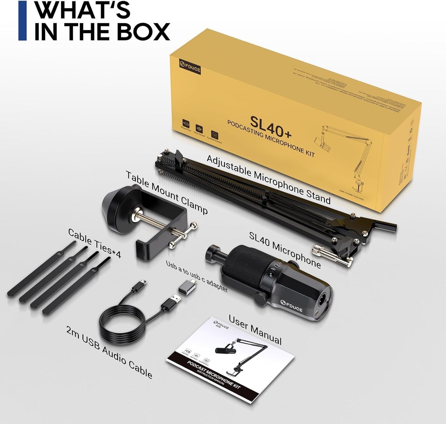 High-Performance Podcast Microphone with Adjustable Boom Arm and USB/XLR Output
