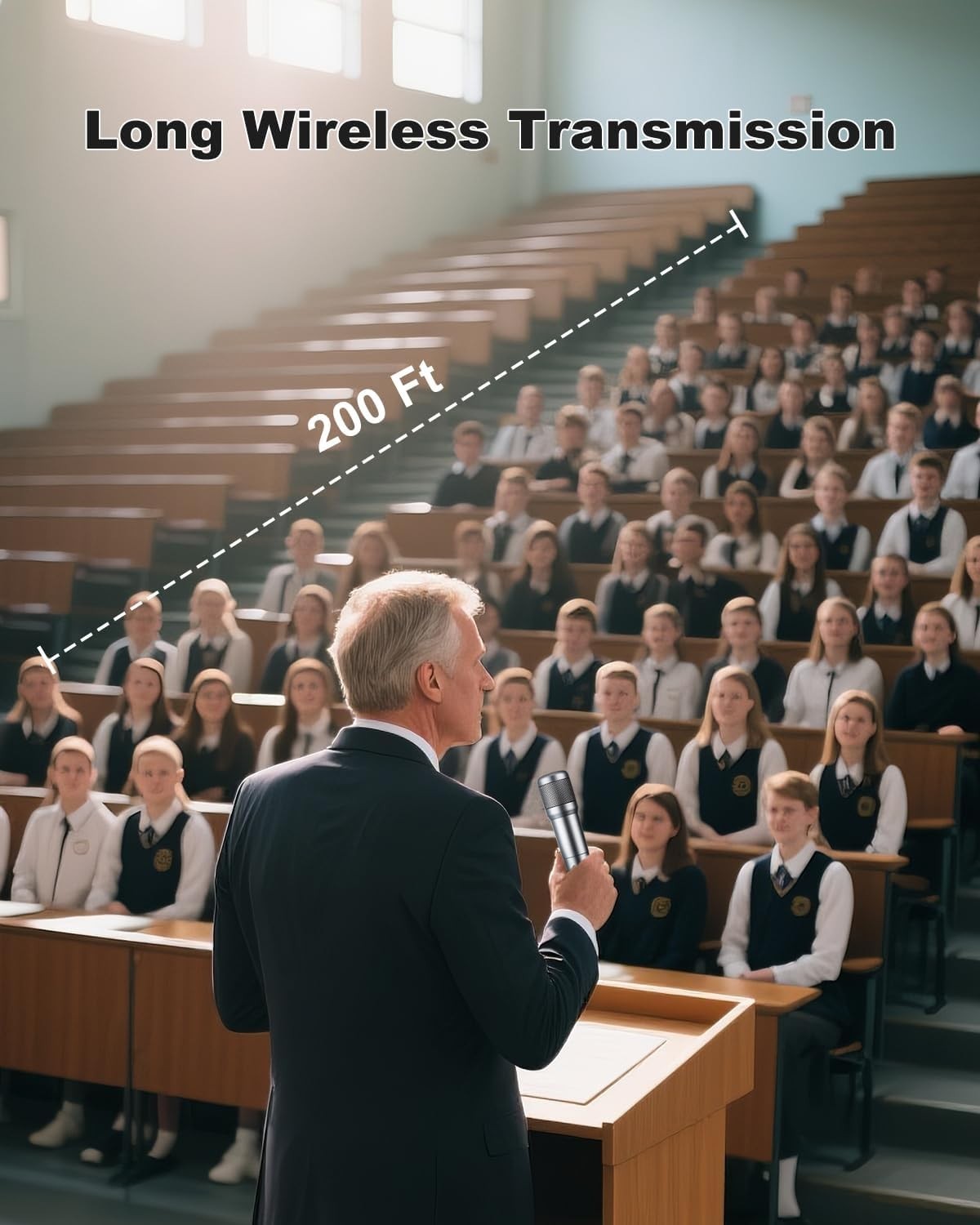Wireless Microphone, Dual Handheld Dynamic Mic with Rechargeable Receiver, 40…