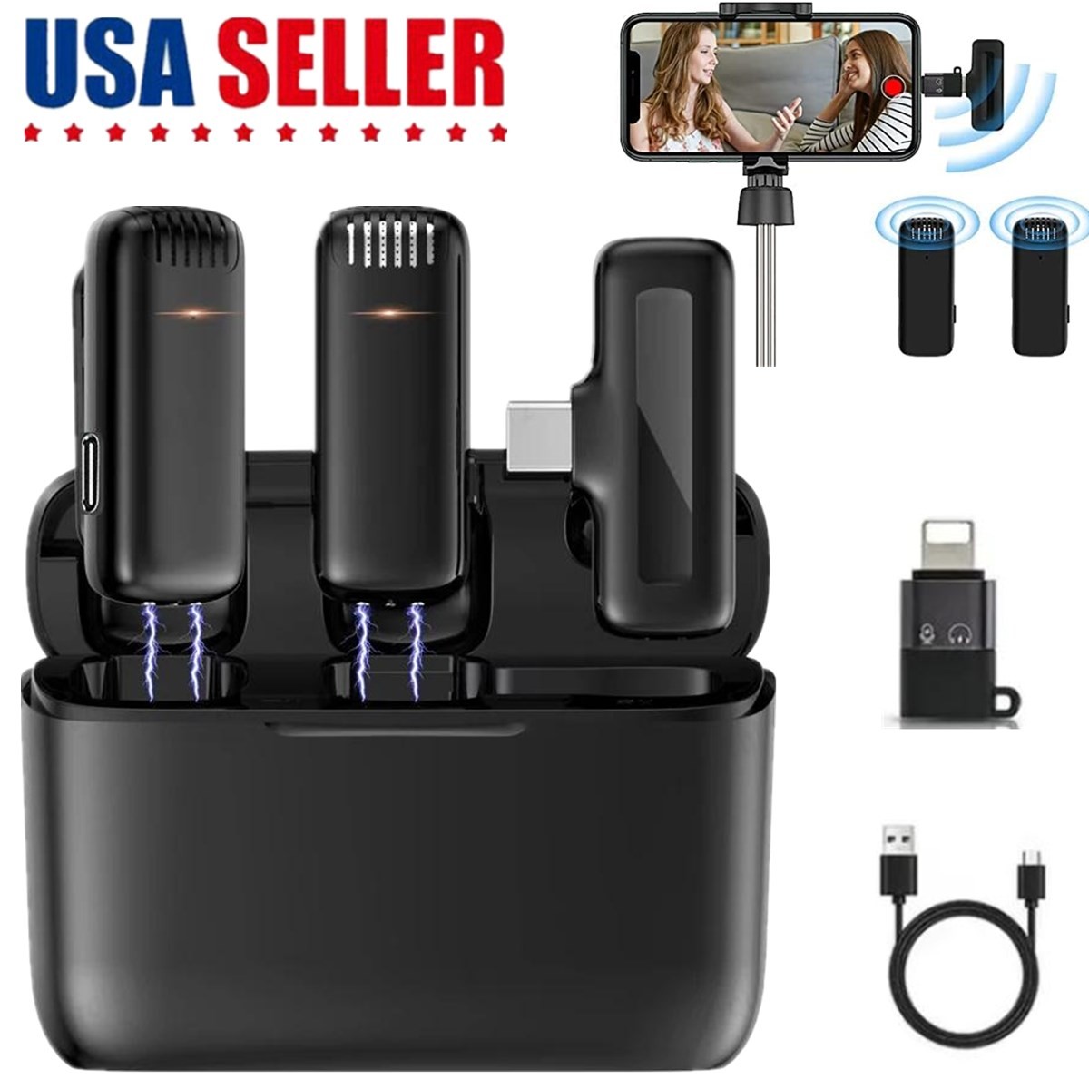 Lavalier Microphone Wireless Audio Video Recording Mini Mic For Android / iPhone